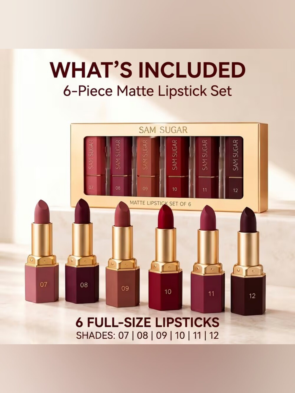 Beautiful 6-Piece Fall Shades Matte Lipstick Set